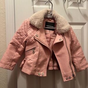 💖 Urban Republic Girls’ Pink Faux Leather Jacket - Size 2T 💖